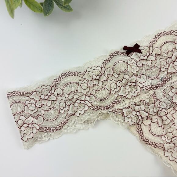 Skarlett Blue Obsessed Lace Thong Meringue/Brick Size Medium - Picture 2 of 4